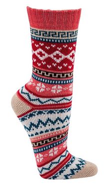 Wowerat Norwegersocken bunte Norweger Socken Baumwolle mit schönem Muster Hygge Damen Mädchen