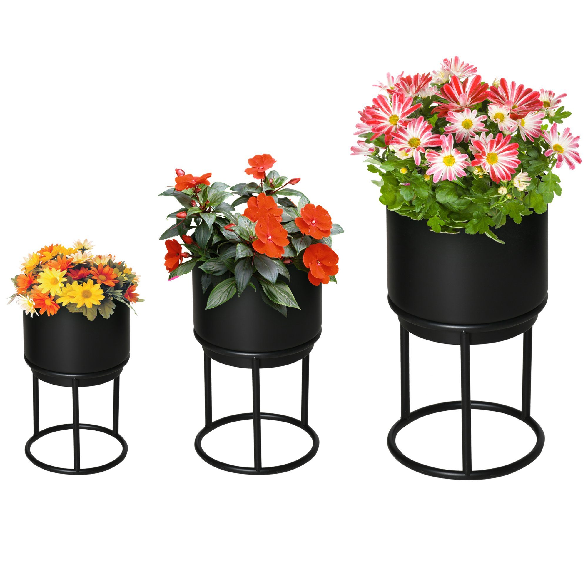Pflanzkübel mit Blumentopf aus Metall, Pflanzenhocker