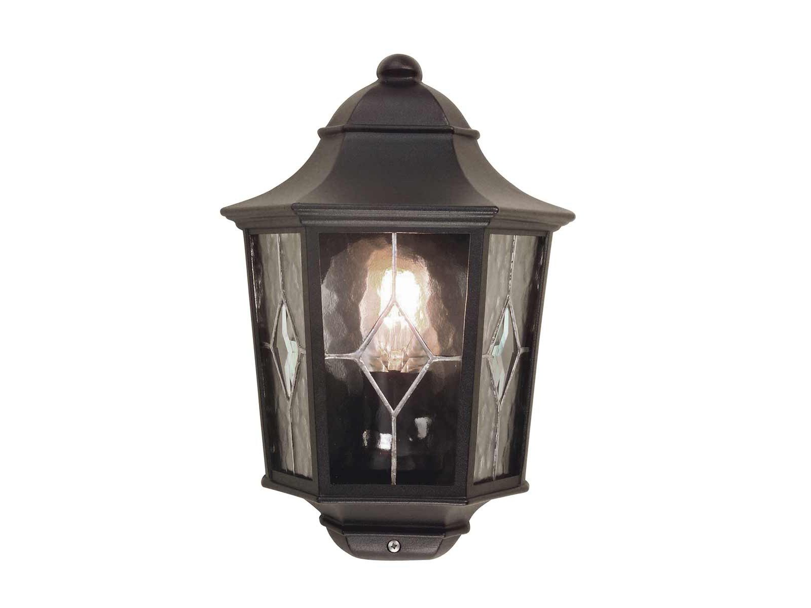 Elstead LIGHTING LED Außen-Wandleuchte, LED wechselbar, Warmweiß, Wand Außenleuchte Halbschale im Landhausstil mit Bleiglas, Höhe 36cm