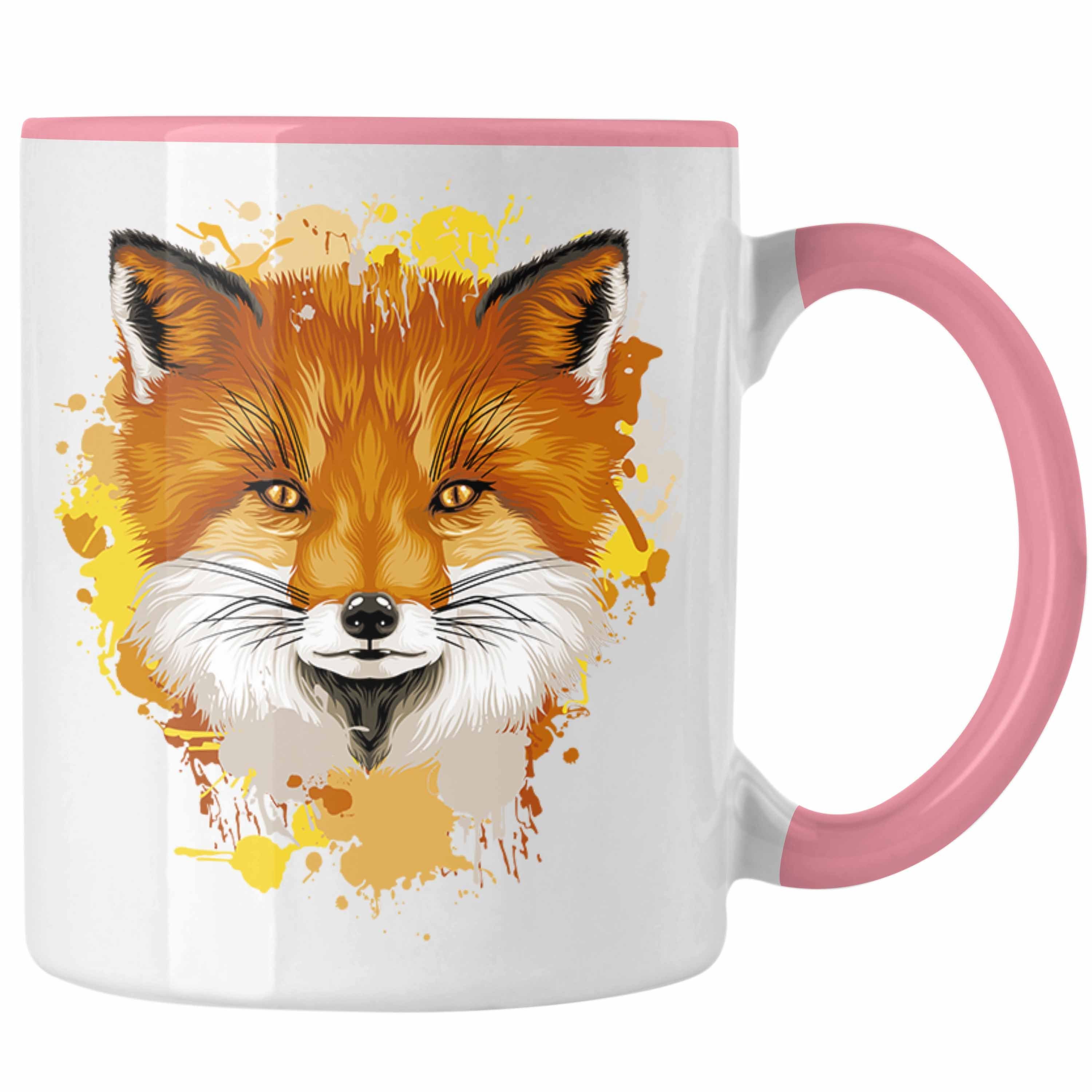 Trendation Tasse Fuchs Grafik Geschenk Tiere Fux Rosa | Teetassen