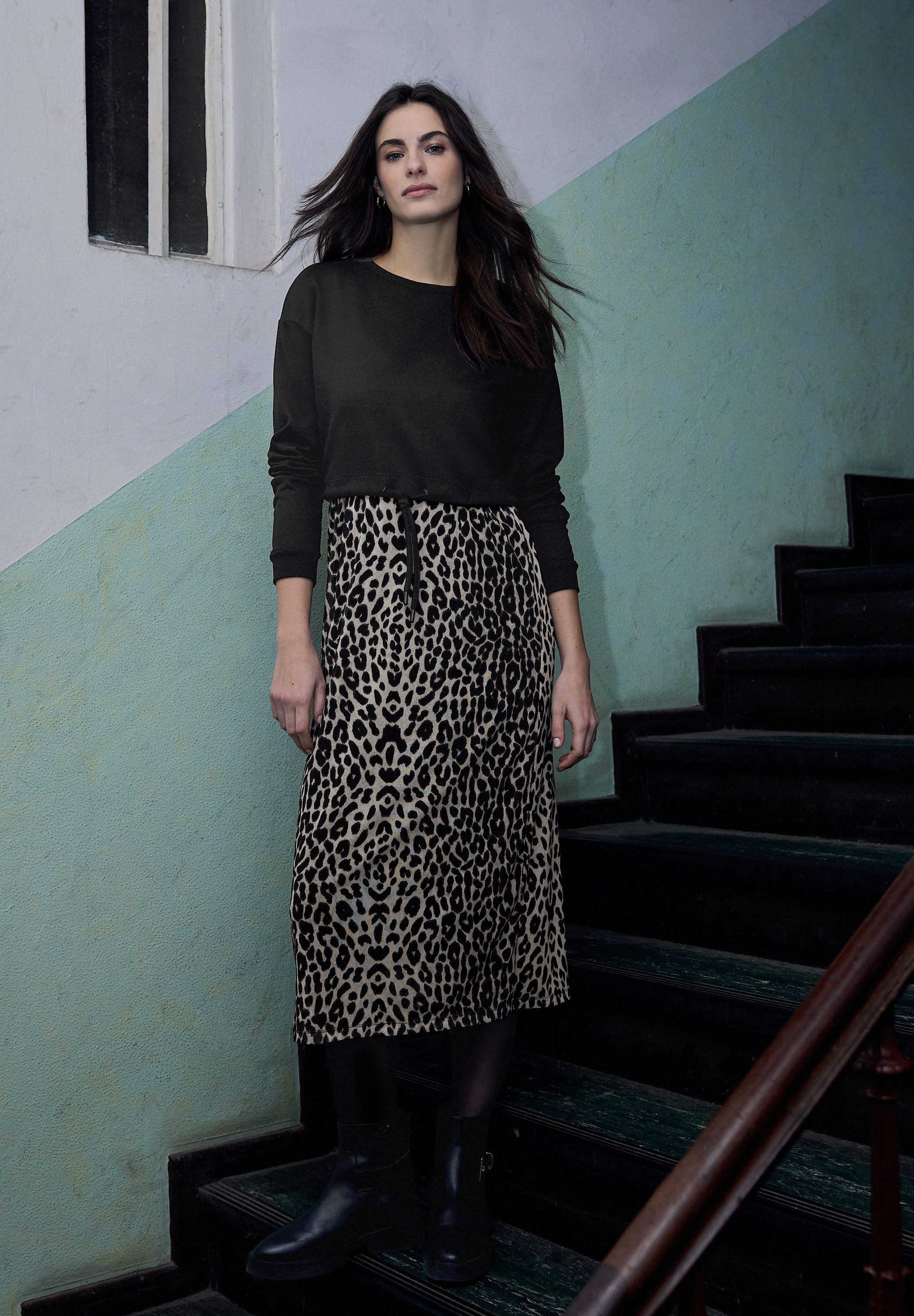 STREET ONE STUDIO Midikleid mit Leo-Muster