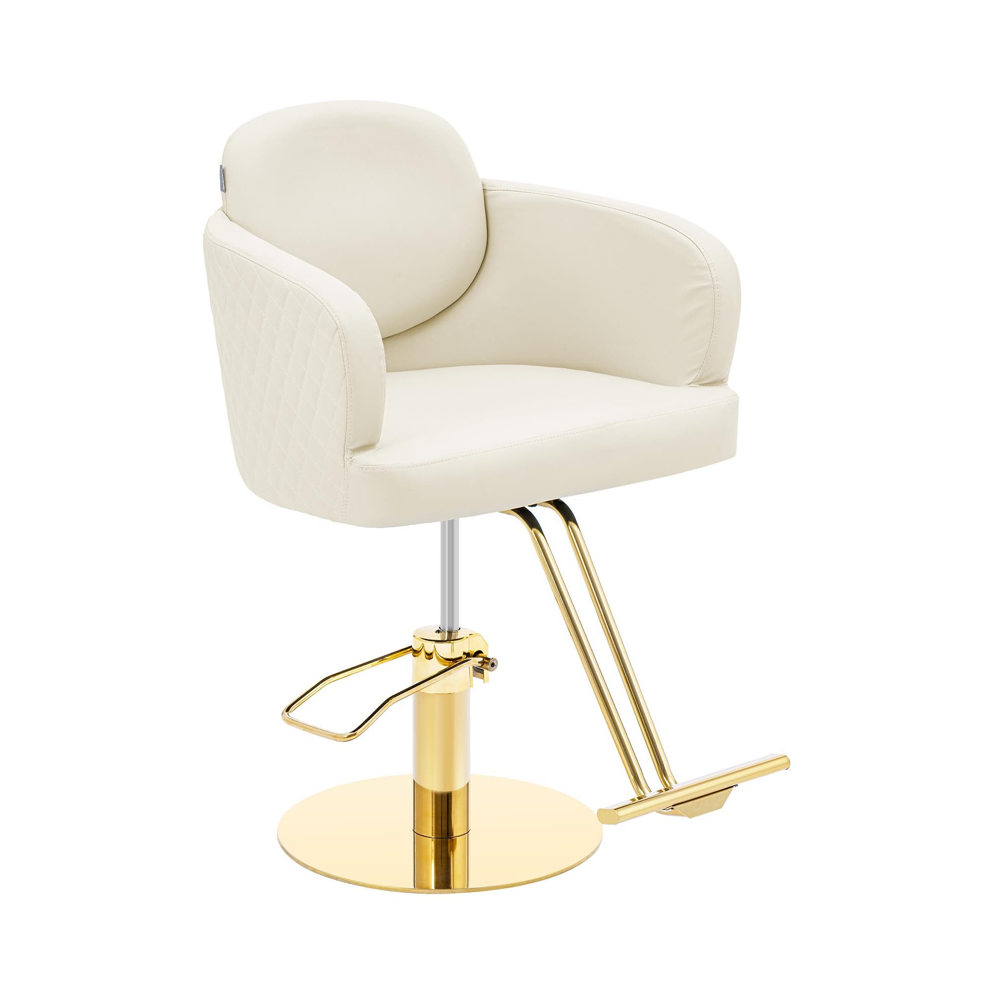 Physa Armlehnstuhl Friseurstuhl mit Fußstütze Barber-Stuhl 200 kg Winsford Creme & Gold, Creme­far­ben, Golden