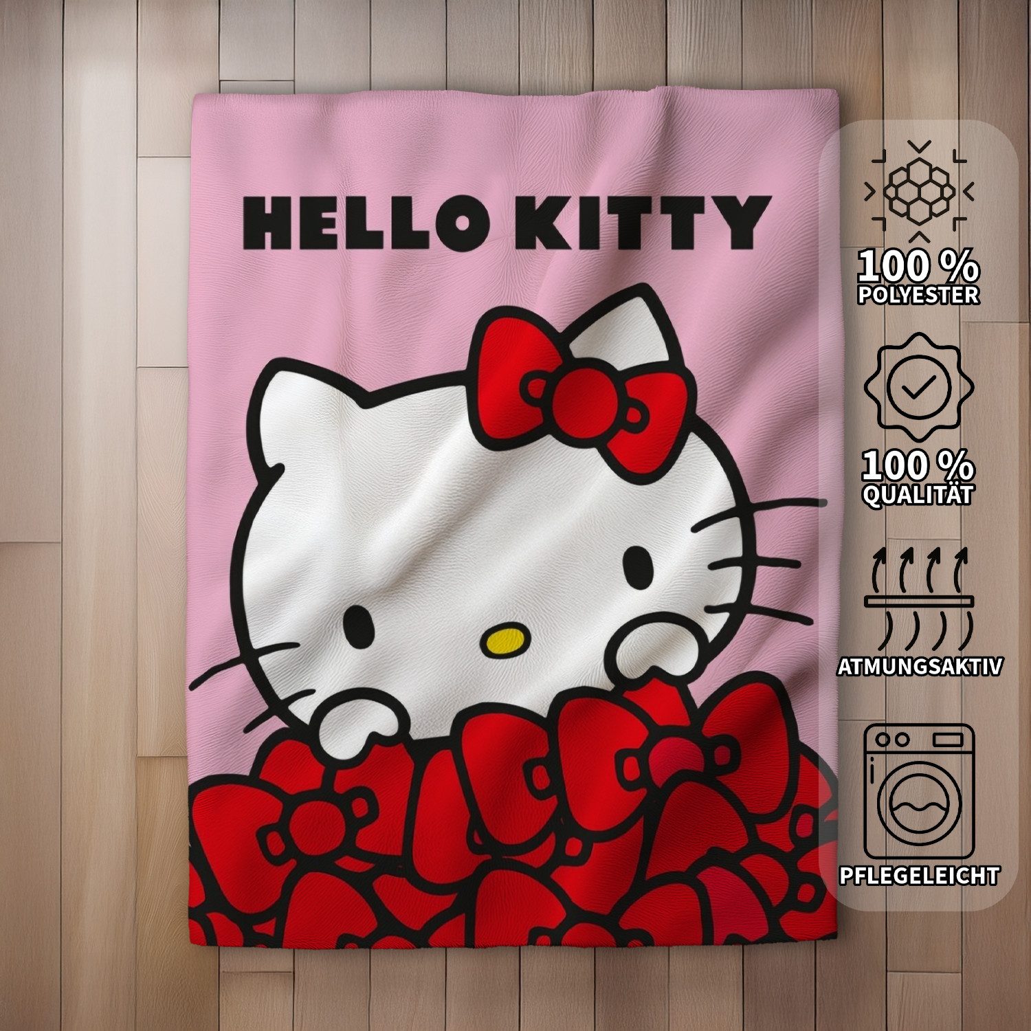 Wohndecke Hello Kitty Wohndecke Flauschdecke Kuscheldecke 130 x 160 cm, AY!Max, Langlebig