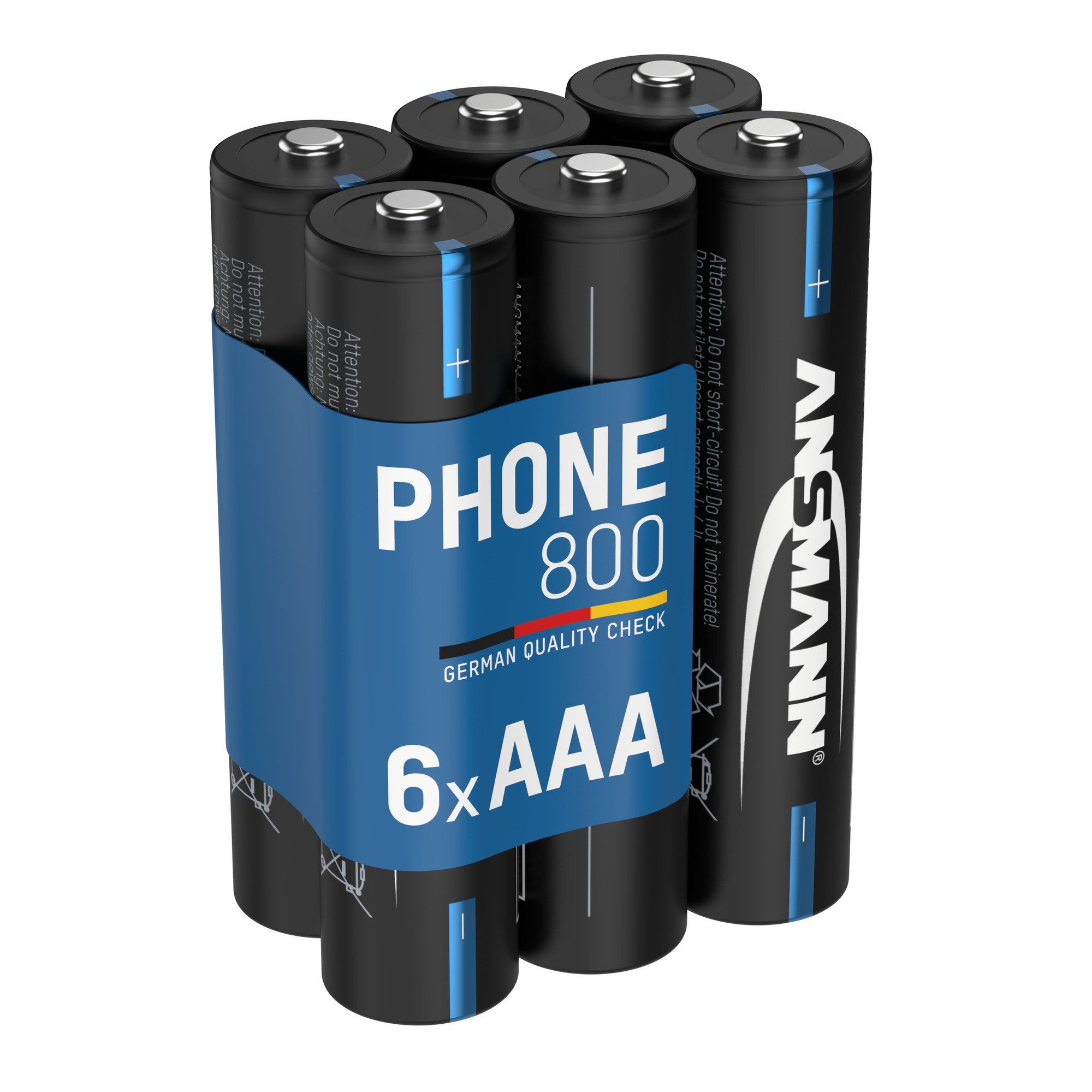 ANSMANN AG Telefon Akku Micro AAA, 6 Stück, 800 mAh NI-MH 1,2V Akku 800 mAh (1.2 V)
