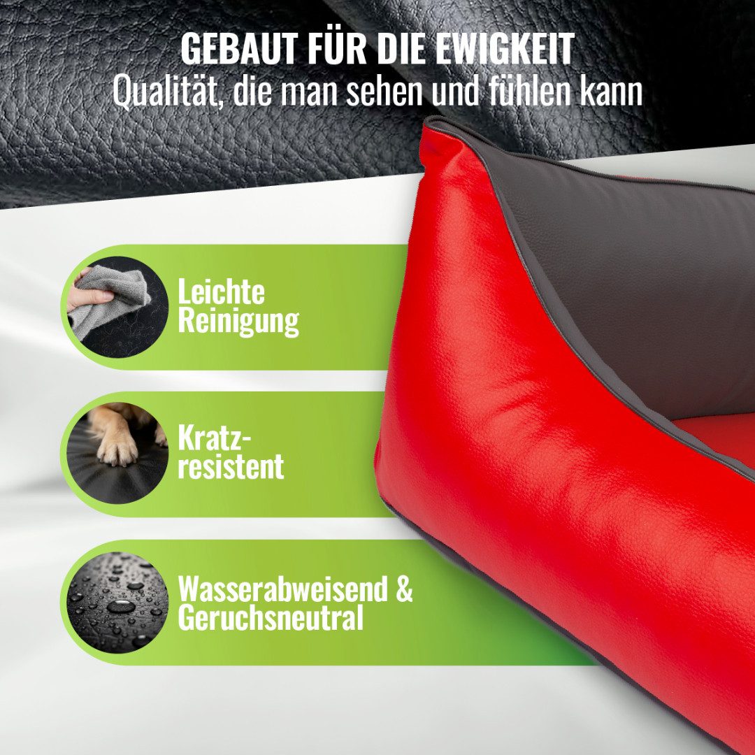 CopcoPet Tierbett Orthopädisches Hundebett / Wendebett Kleine bis Große Hunde, Kunstleder