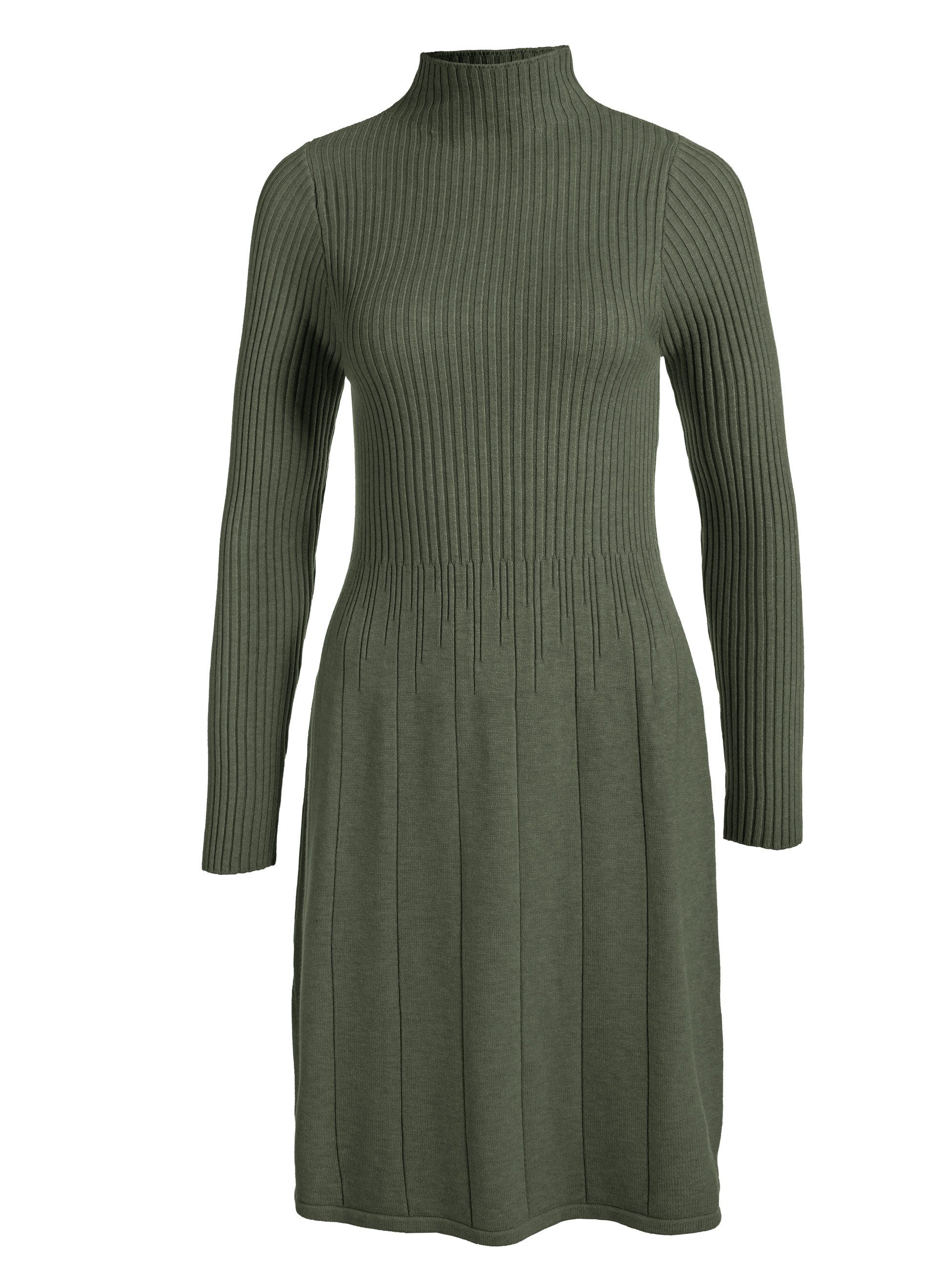 PEKIVESSA Strickkleid Kurzes Rippstrick-Kleid tailliert mit ausgestelltem R günstig online kaufen