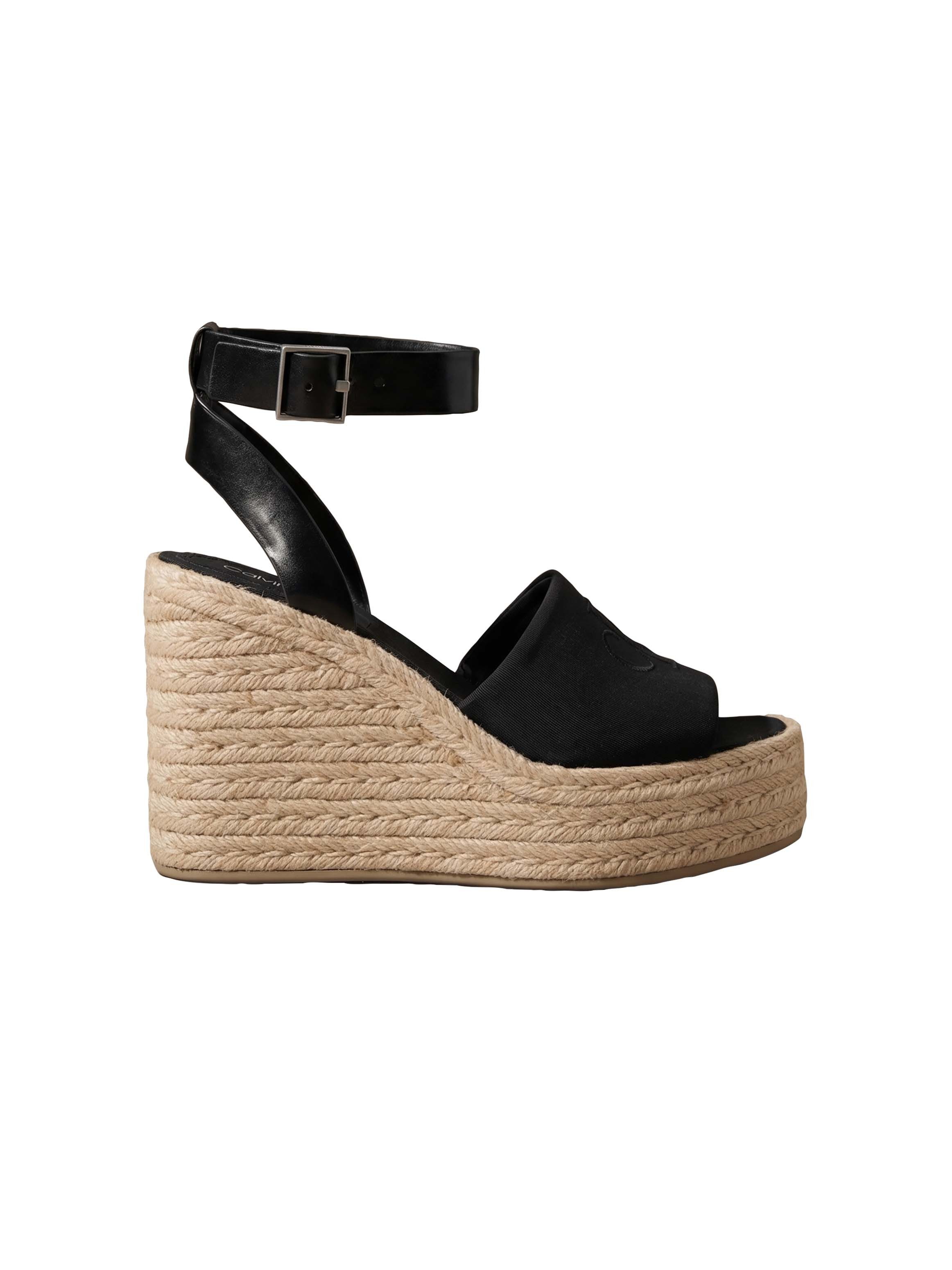 Calvin Klein WEDGE ESPAD 70 NEOPR MG Keilsandalette Sommerschuh, Plateausandale, Keilabsatz, mit Bastbesatz