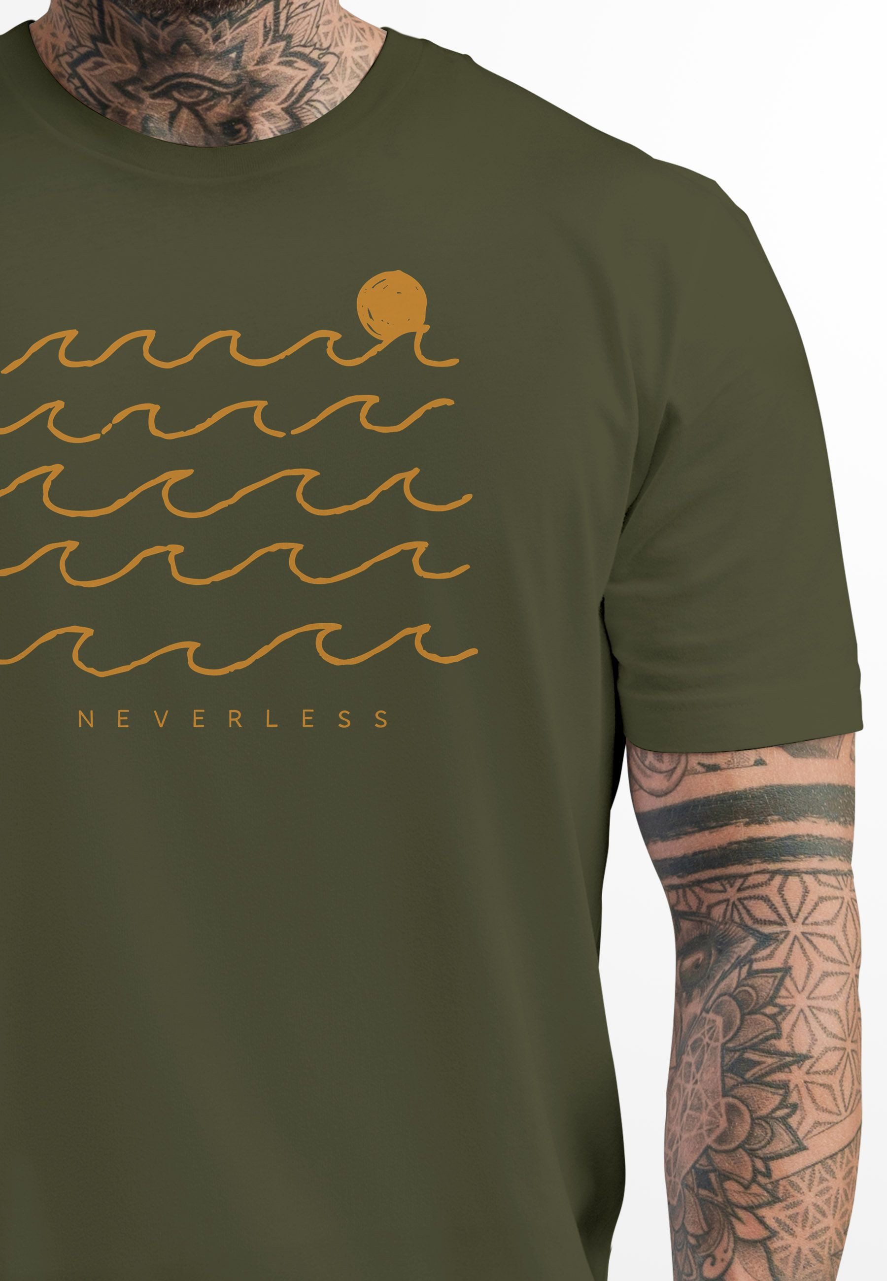 Neverless Print-Shirt Herren T-Shirt Frontprint Wellen günstig online kaufen