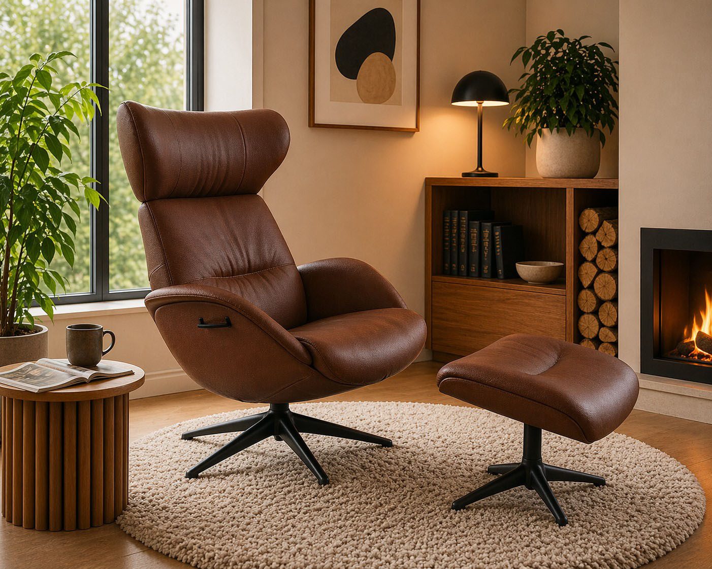 FLEXLUX Relaxsessel Fernsehsessel More, ergonomisch, drehbar, robuster Fuß, Scandi, Premium Komfort, Rücken- & Kopfteilverstellung, drehbar, Fuß schwarz