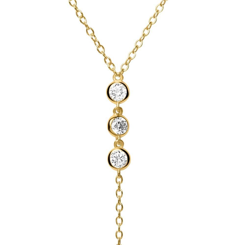 Unique Y-Kette Goldene Damenkette aus 925er Silber mit weißen Zirkonia SN0512