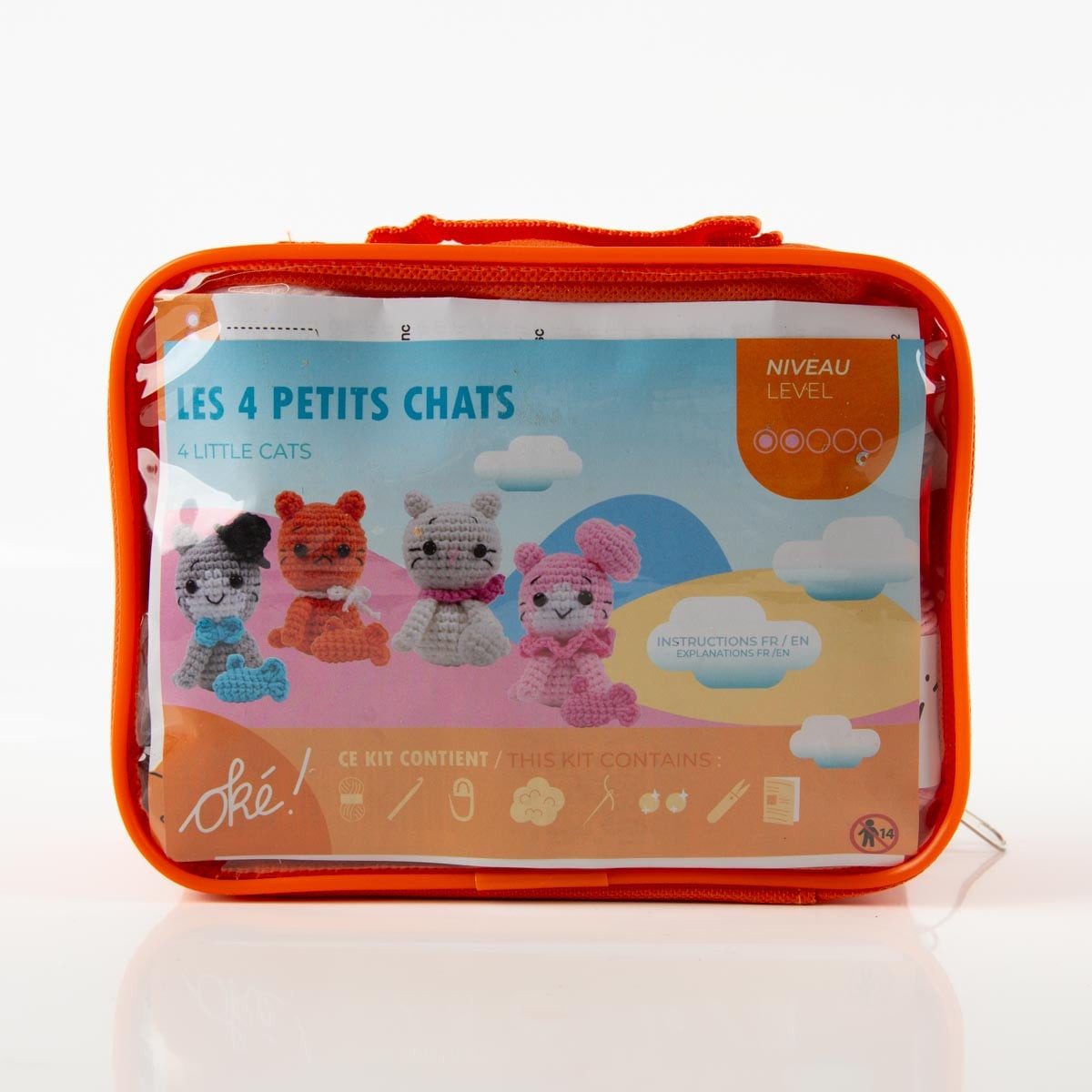 SCHÖNER LEBEN. Stoff Häkelset Stoff Meterware Cats kleine Kätzchen 4er Set, pflegeleicht,abwaschbar