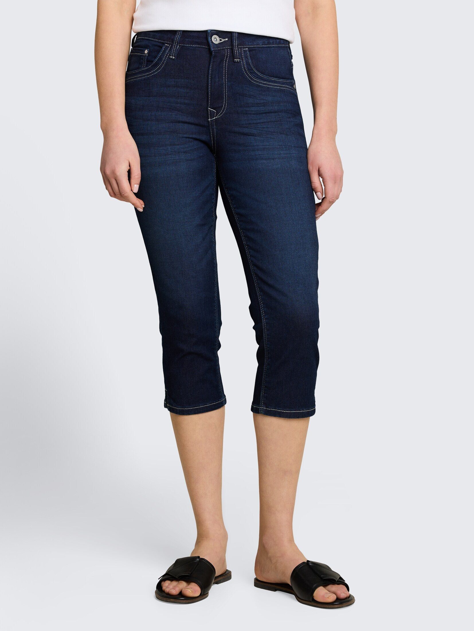 TOM TAILOR Slim-fit-Jeans Jeanshosen TTLENE SLIM Capri Jeans mit hohem Stretch