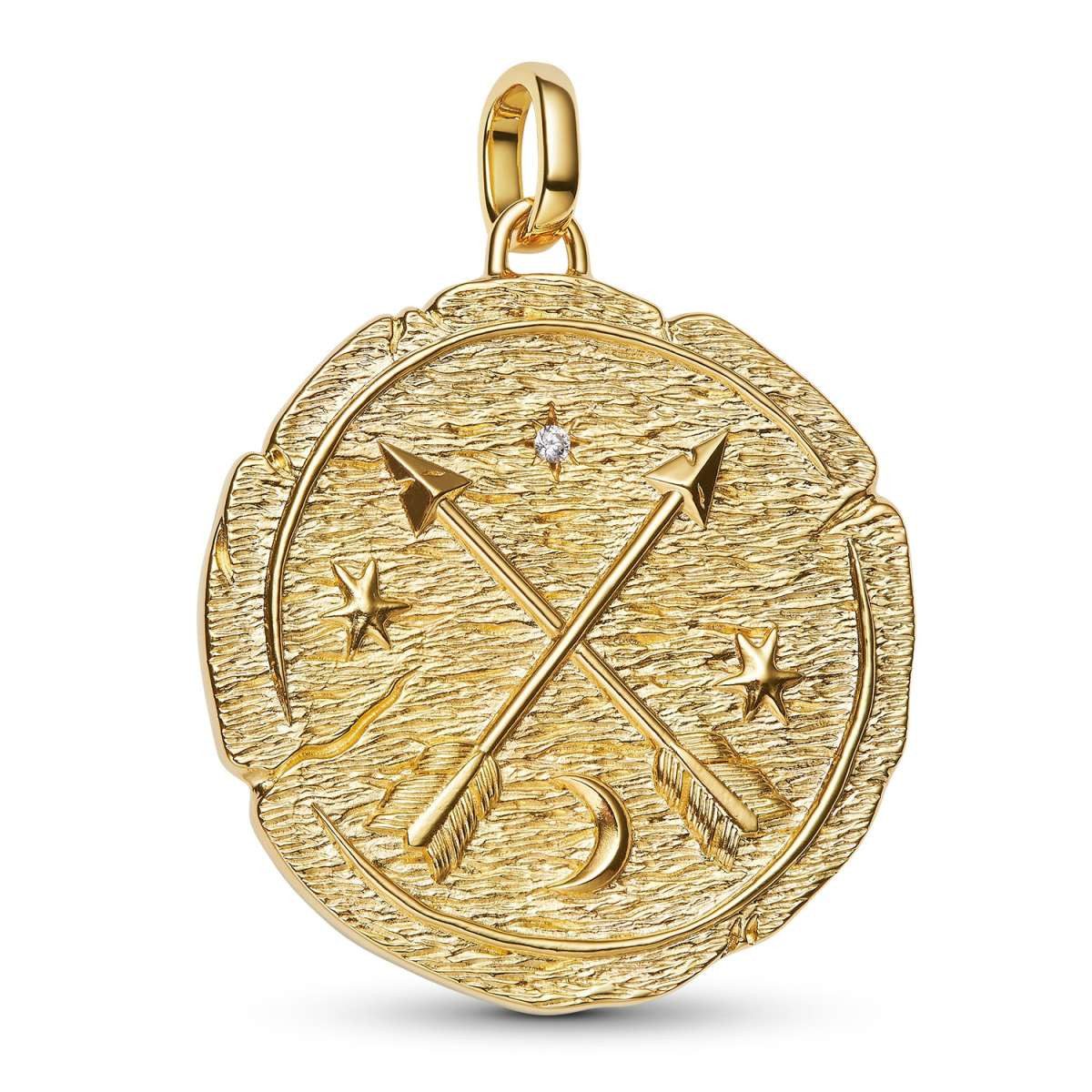 Pandora Runder Anhänger 764084C01, Medaillon Goldfarben Gekreuzte Pfeile