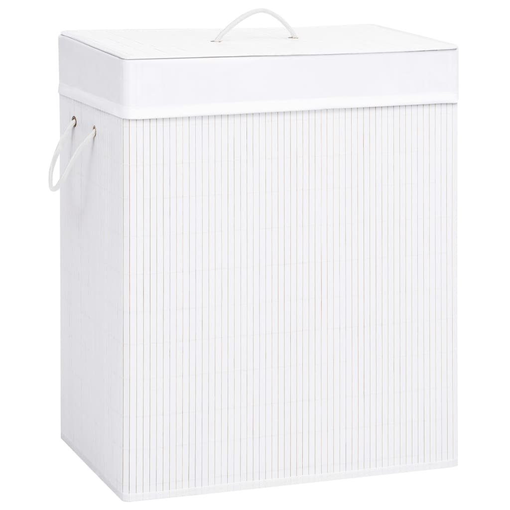 vidaXL Wäschekorb Bambus-Wäschekorb mit 2 Fächern Weiß 100 L (1 St)