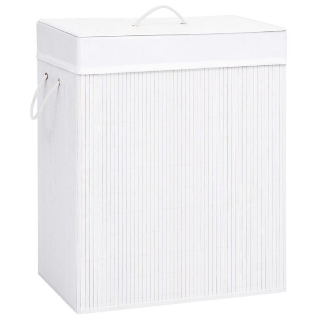 vidaXL Wäschekorb Bambus-Wäschekorb mit 2 Fächern Weiß 72 L (1 St)
