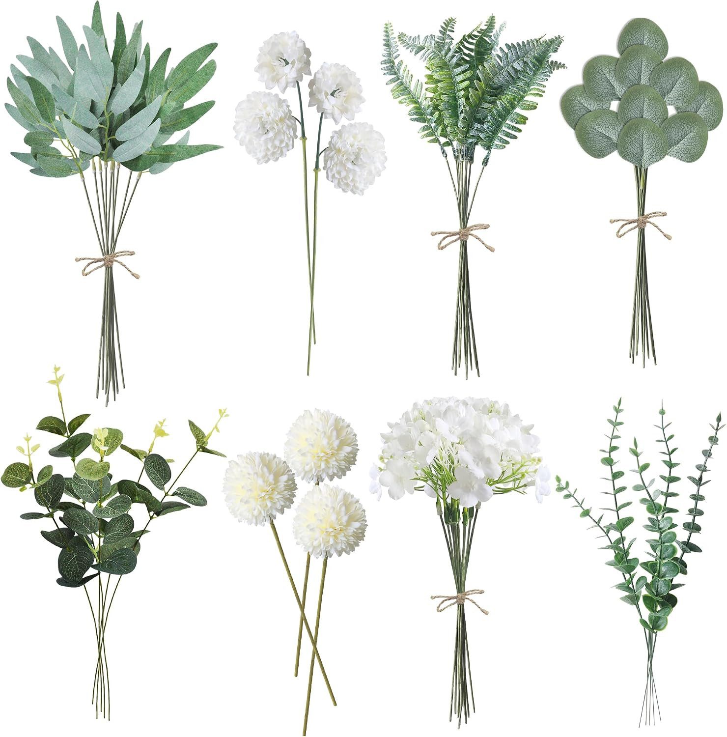 Kunstzweig 55 Stück Künstliche Blumen Eukalyptus Zweige Wie Echt für Deko, FELIX