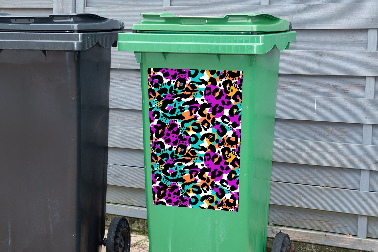 Mülltonne, (1 - St), MuchoWow Container, Panther - Sticker, Farbe Wandsticker Abfalbehälter Tiermuster Mülleimer-aufkleber,