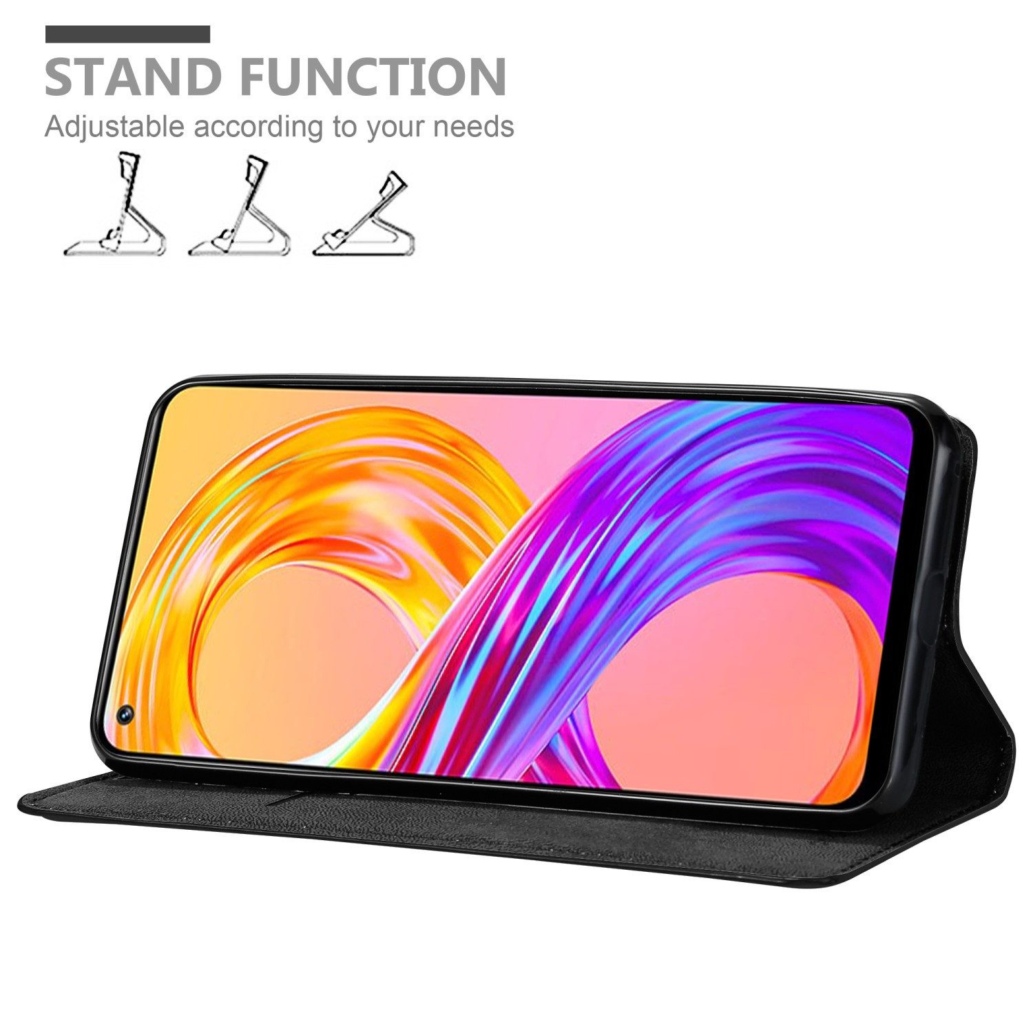 Cadorabo Handyhülle für Realme 8 4G / 8 PRO Hülle Realme 8 4G / 8 PRO, Hülle Schutzhülle mit Standfunktion, Magnetverschluss und Kartenfach