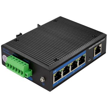 LogiLink Industrie Fast Ethernet PoE-Switch, 5-Port, Netzwerk-Switch (PoE-Funktion)