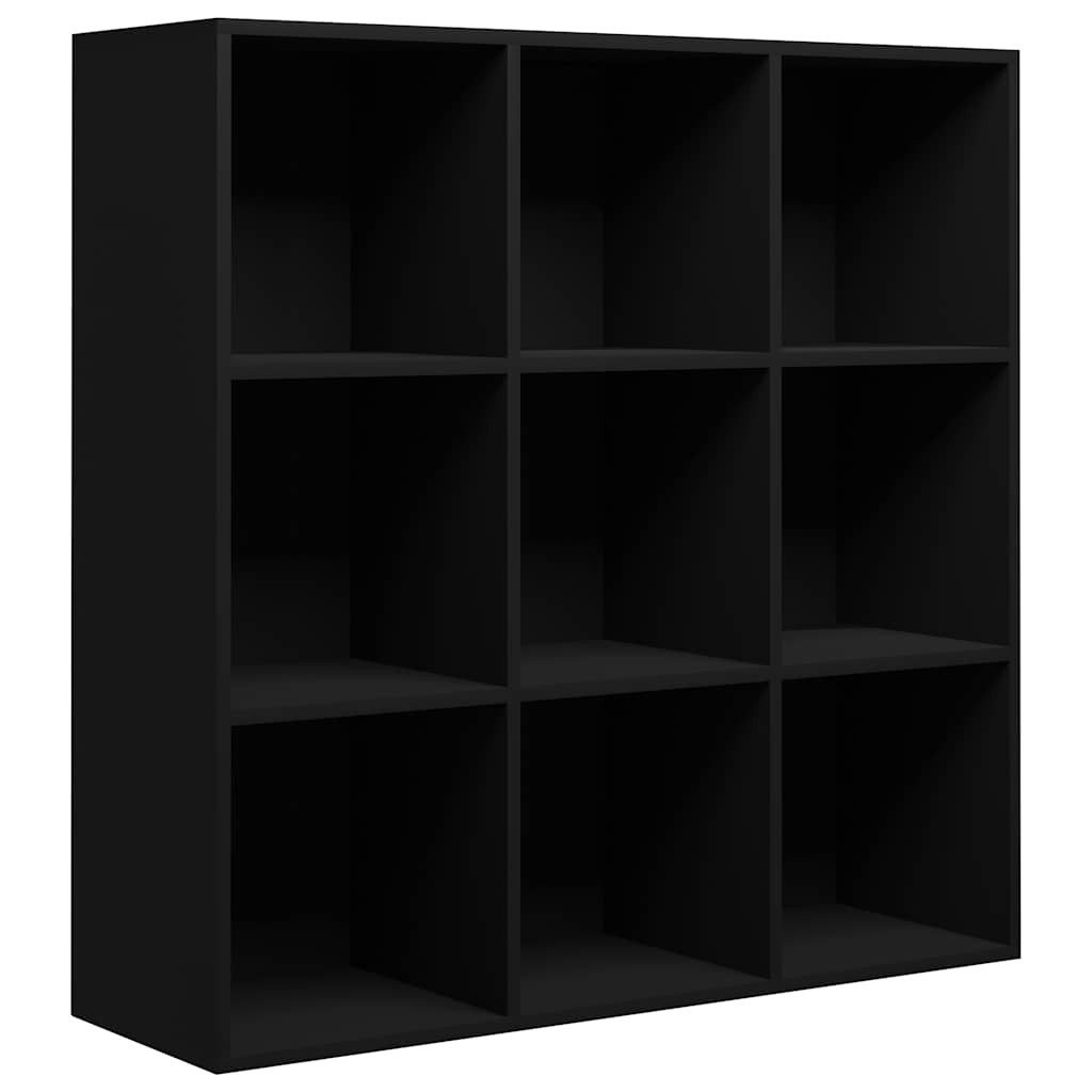 furnicato Bücherregal Schwarz 98x29x97,5 cm Holzwerkstoff, 1-tlg., Regalwand mit 9 Fächern und Eichenfurnier für das Wohnzimmer