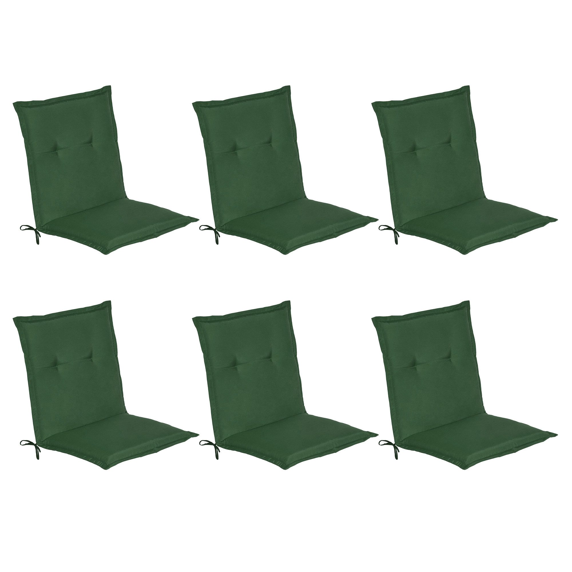Beautissu Sitzauflage 6er Set Niedriglehner Auflage Loft NL, 100x50x6cm, Dunkelgrün, Sitzkissen Niederlehner Rückenkissen Stuhlkissen Schaumkern Füllung