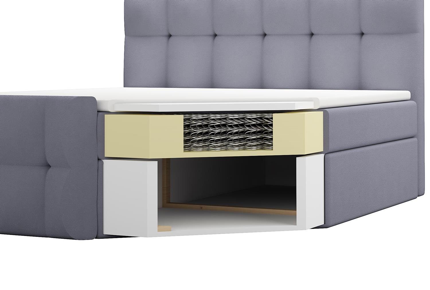 A&J MöbelLand GmbH Boxspringbett BERG mit 2 Bettkästen und Topper. (Boxspringbett mit Bettkasten und gepolstertem Kopfteil. Inclusiv Topper !, TOP ANGEBOT), Länge 216 cm Höhe 106 cm