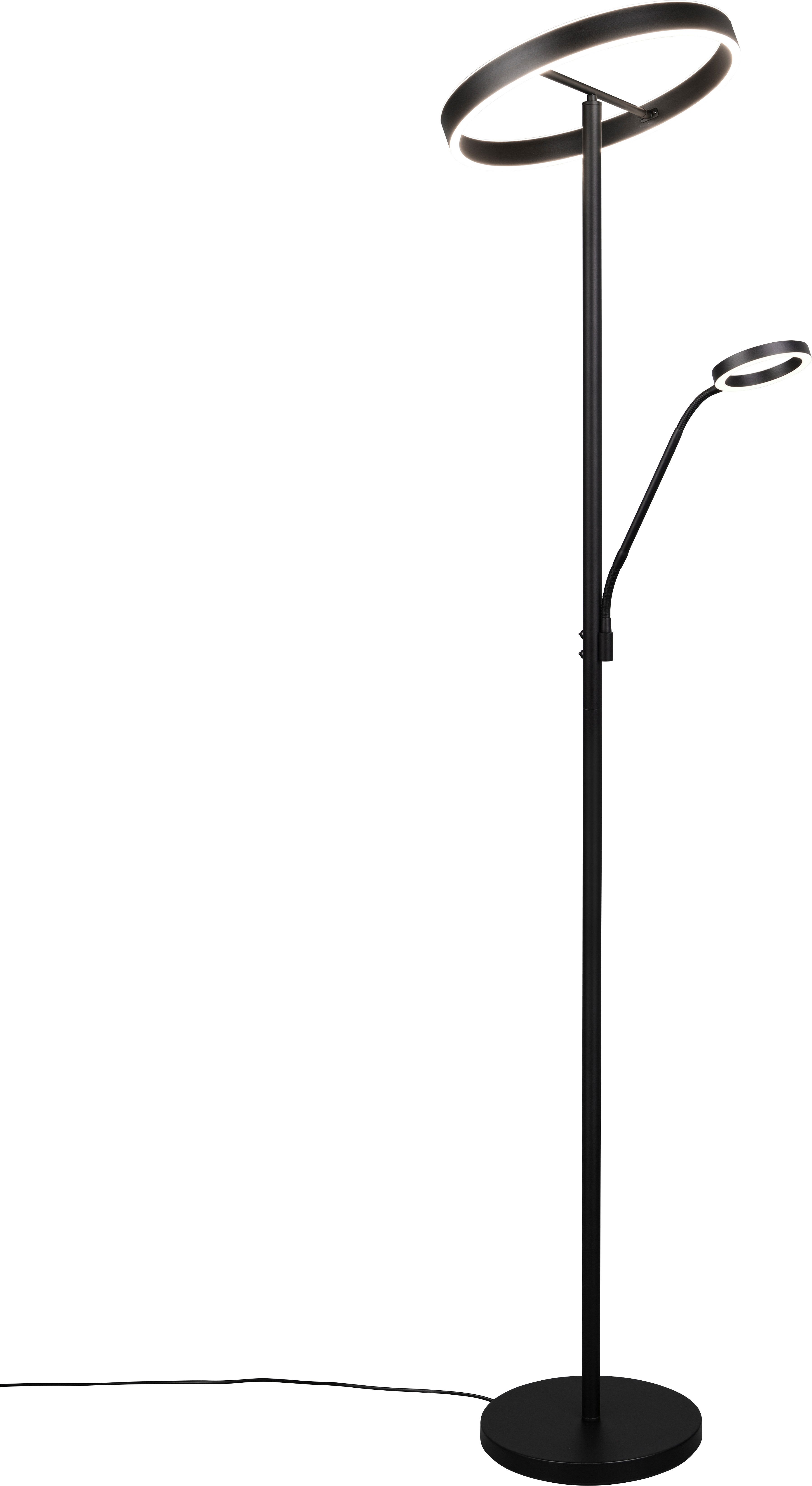 TRIO Leuchten LED Stehlampe WILLIS, Stehleuchte mit Lesearm, Touch Dimmer, CCT 2700-3200-4000K, Dimmfunktion, Lesearm, getrennt schaltbar, LED fest integriert, Farbwechsler, Höhe 180cm, Fluterkopf und Lesearm schwenkbar, Fluter mit Leselicht