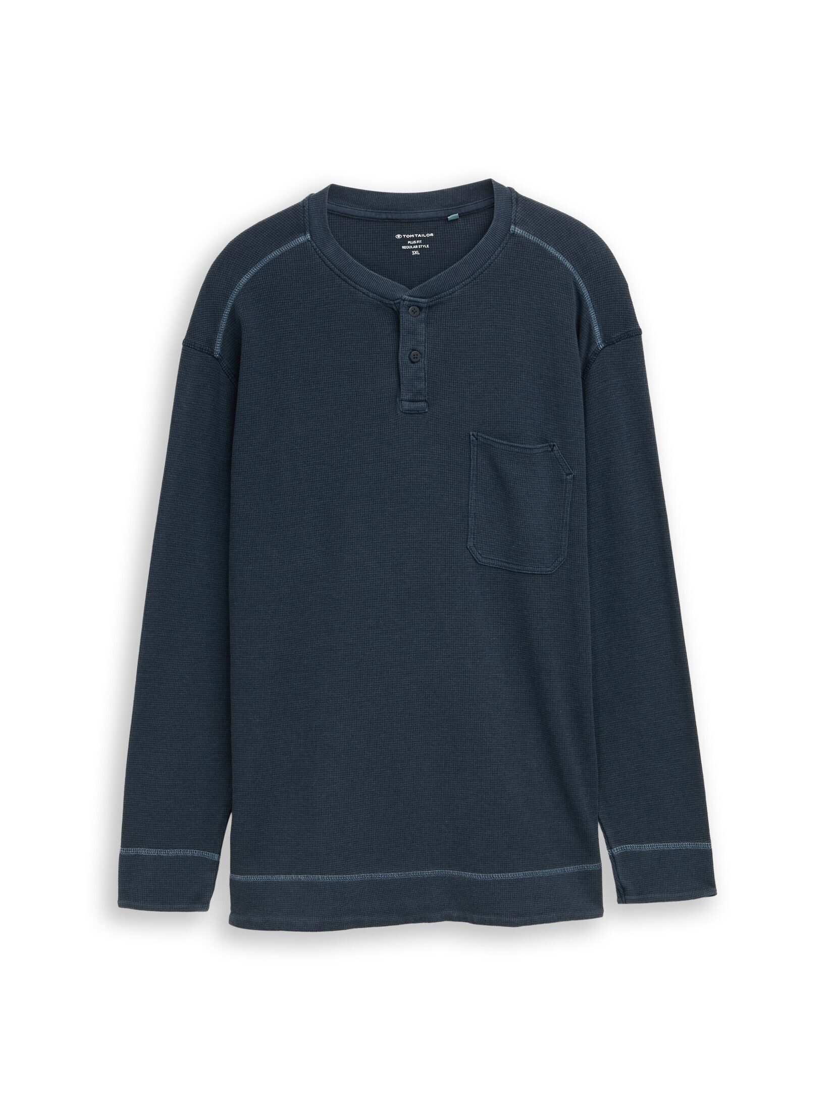 TOM TAILOR PLUS Langarmshirt T-Shirt Plus Size - Henley Langarmshirt mit Wa günstig online kaufen