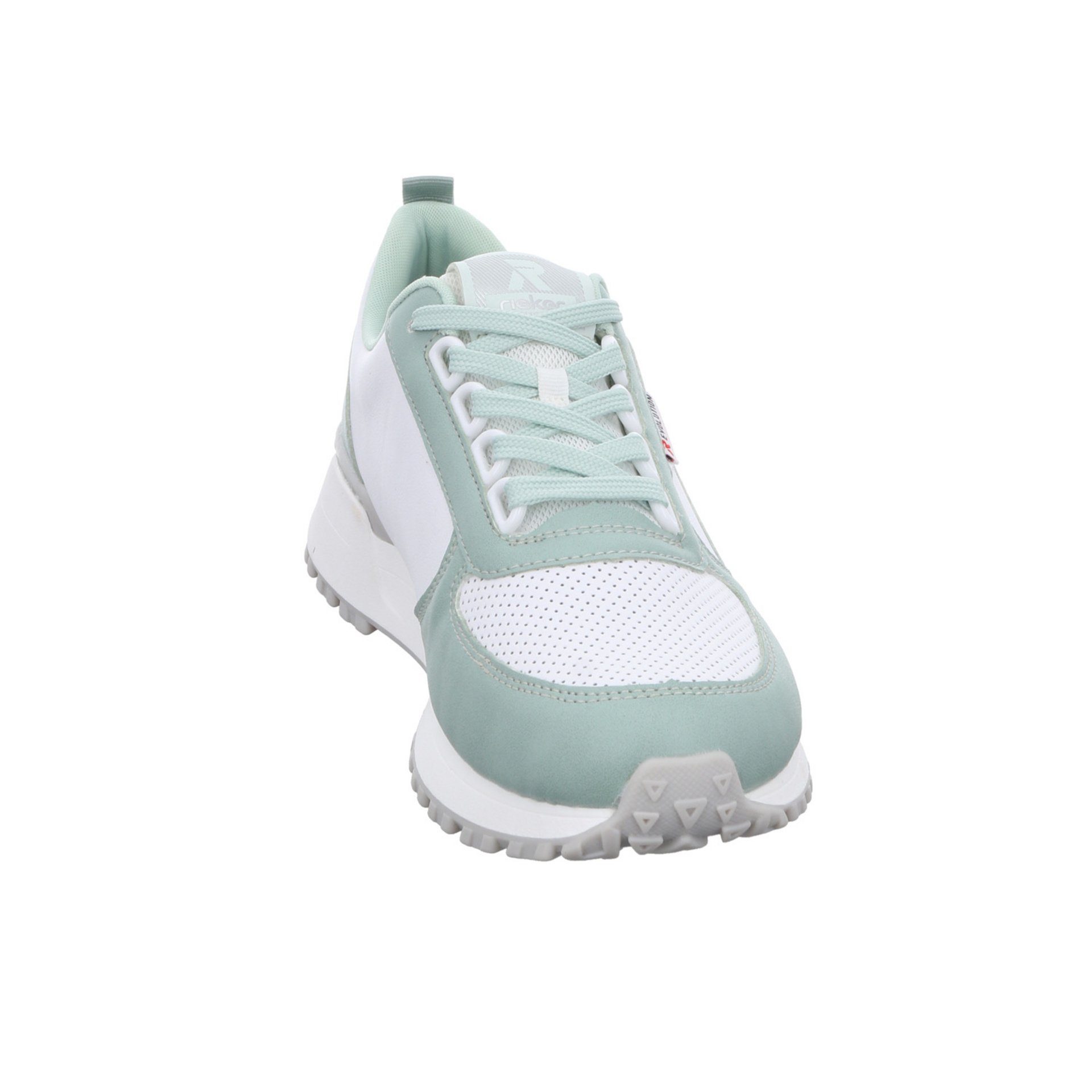 Rieker Damen Sneaker Schuhe R-Evolution peppermint/sportweiss/weiss/pa Leder-/Textilkombination Sneaker Sneaker