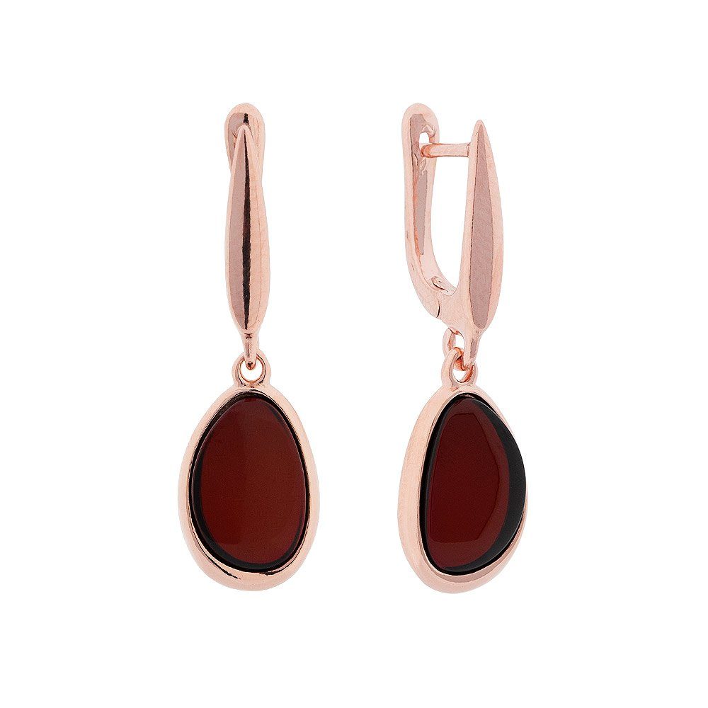 S&A Jewellery Design Paar Ohrhänger aus 925 Silber vergoldet mit Kirschbernstein (Set, 2-tlg), Sterling Silber Silberschmuck Damen Geschenk