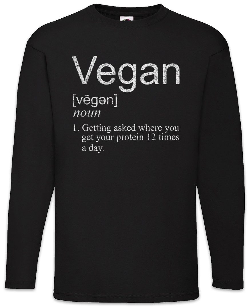 Langarmshirt Vegan Proteines Langarm T-Shirt Muscles Gym Bodybuilding Fitnessstudio