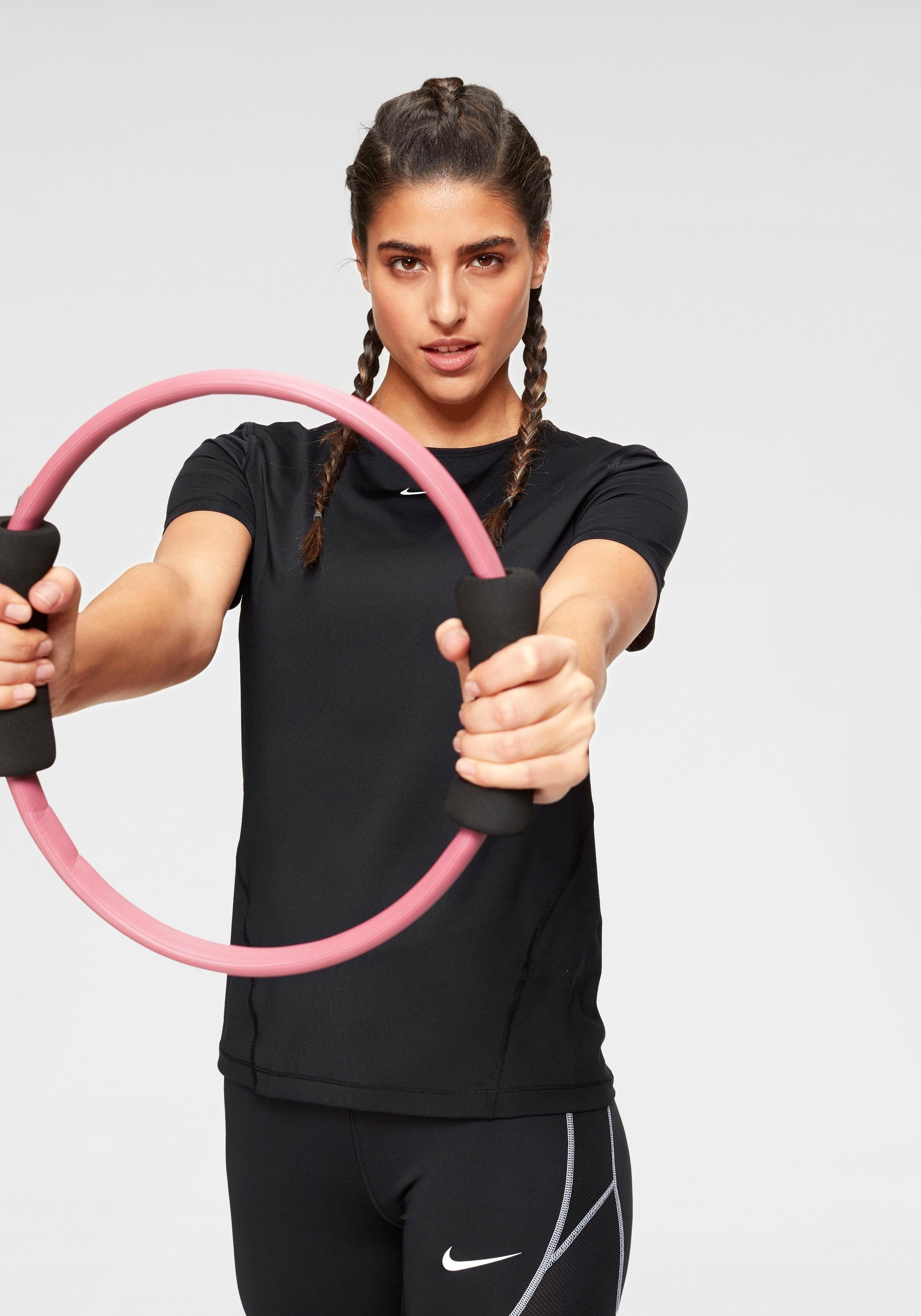 Nike Funktionsshirt WOMEN NIKE PERFORMANCE TOP SHORTSLEEVE ALL OVER MESH DRI-FIT Technology schwarz