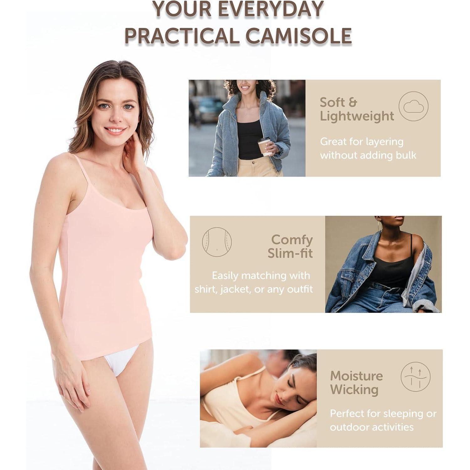 LuxusKollektion Spaghettitop Spaghetti Tops Damen 4er Pack Slim-Fit Verstellbar