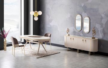 YEKTA Wohnzimmer-Set BARCELONA inkl. Aufbau- und Premiumservice, (Spar-Set), Tisch + 6 Stühle + Sideboard