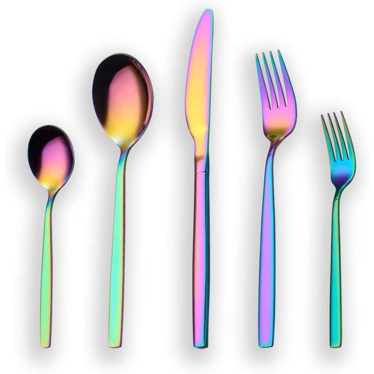 LuxusKollektion Besteck-Set Besteckset Titanium Regenbogen Plated 30 Stück Service 6 04.regenbogen