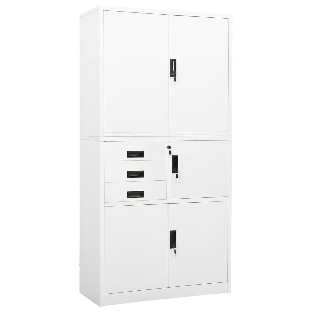 vidaXL Fächerschrank Büroschrank Weiß 90x40x180 cm Stahl (1-St)