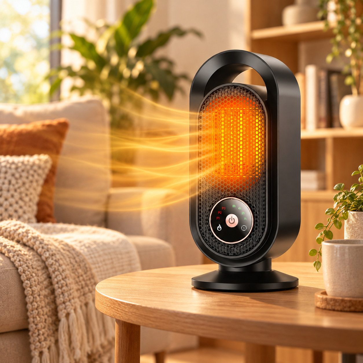 Rosnek Keramikheizlüfter Heizlüfter 1500W Keramik mit Timer, 3 Heizstufen und Kippschutz, PTC Elektroheizer mit Touchbedienung, leise für Büro & Schlafzimmer