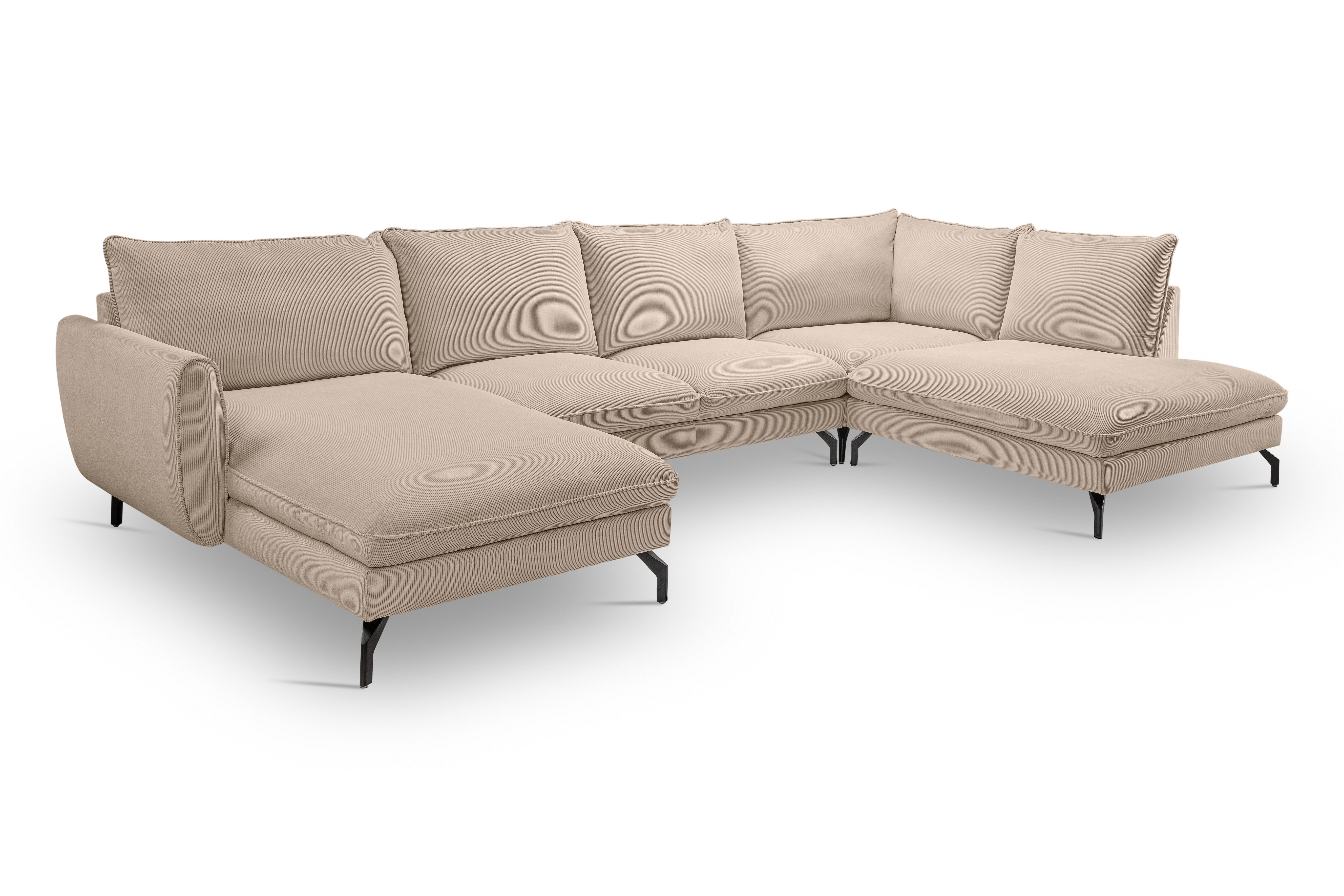 furnling Wohnlandschaft Torano, inkl. 6 Rückenkissen, Wohninsel in U-Form für 6 Personen, mit pflegeleichtem Kleincord