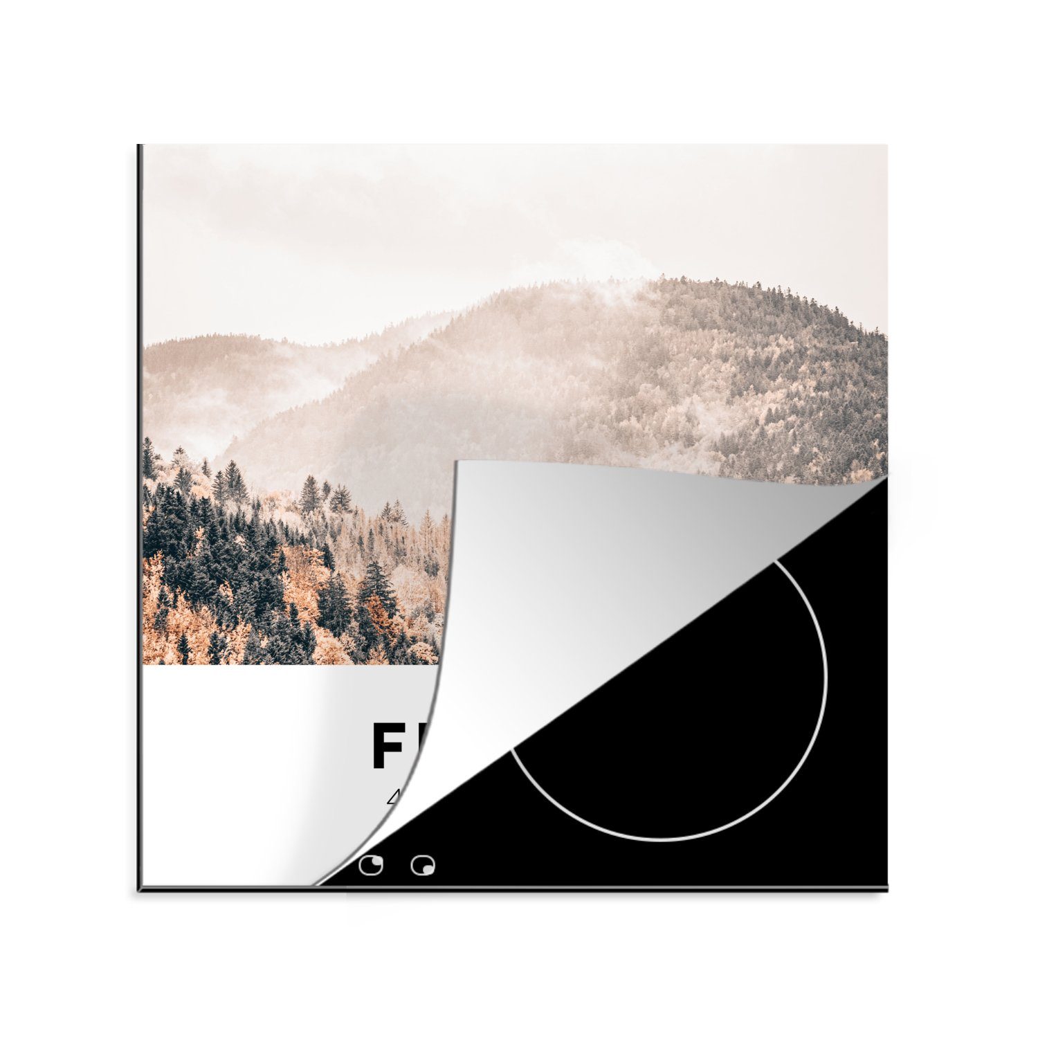 MuchoWow Herdblende-/Abdeckplatte Frankreich - Bäume - Nebel, Vinyl, (1 tlg), 78x78 cm, Ceranfeldabdeckung, Arbeitsplatte für küche