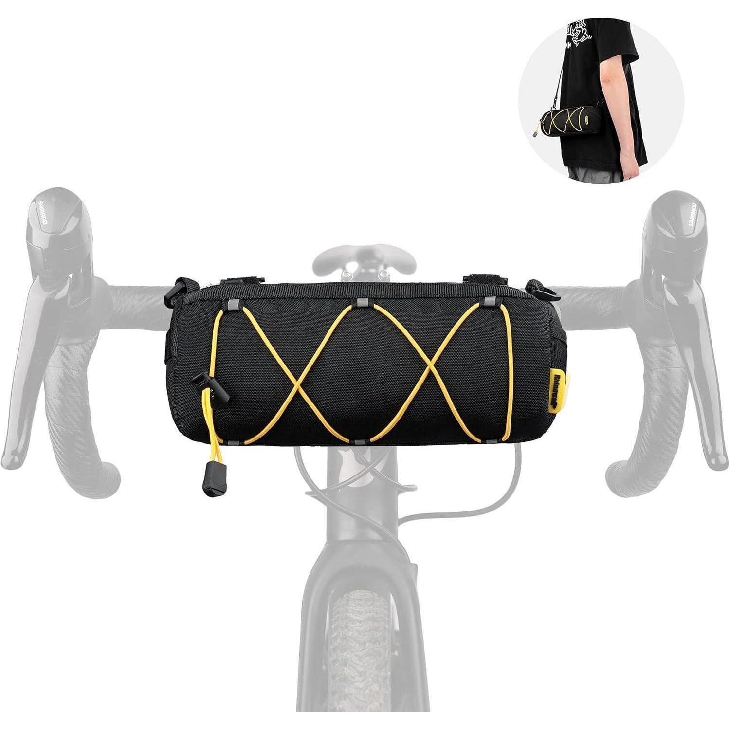 LuxusKollektion Lenkertasche Lenkertasche Fahrradtasche Schultergurt Rennrad Schwarz gelb