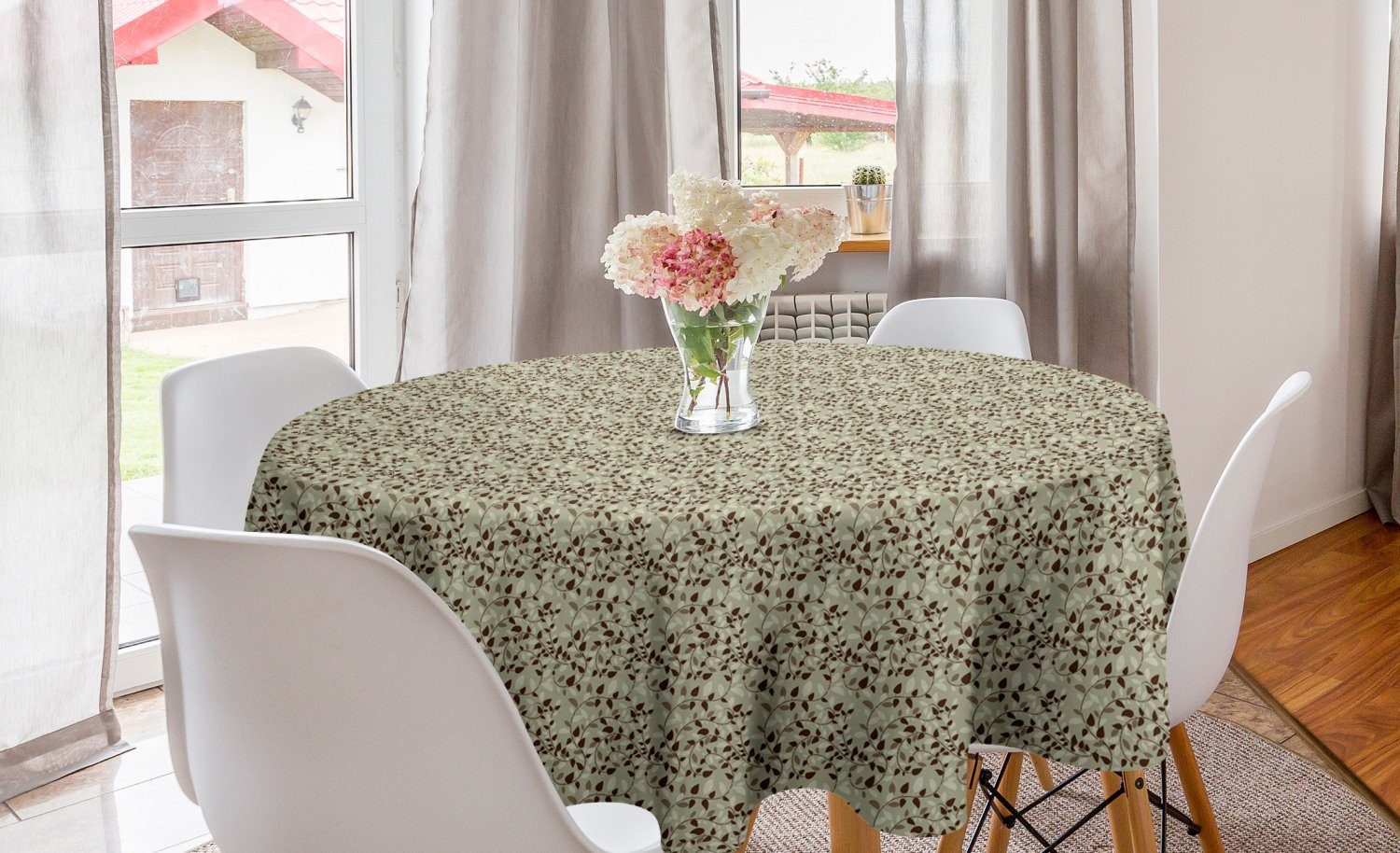 Abakuhaus Tischdecke Kreis Abdeckung für Küche Esszimmer Abstrakt Tischdecke Dekoration, Blumen-Knospe-Wirbel