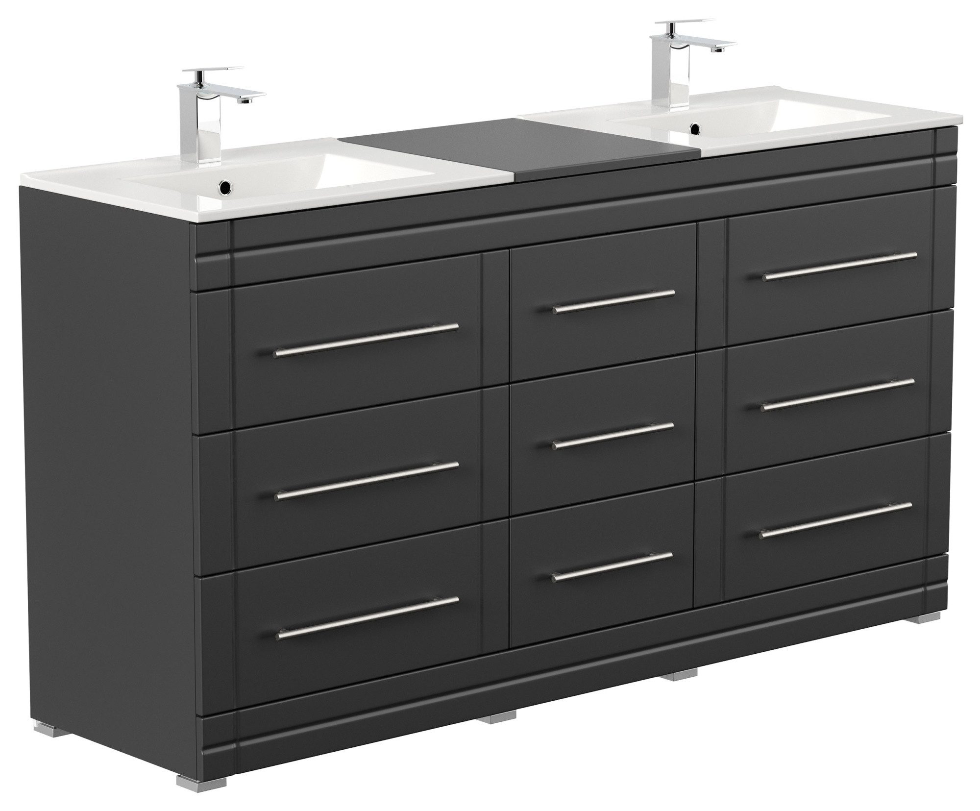 Magnolia Home Doppelwaschtisch Stand Badmöbel Cosmo Modern SoftClose schwarz