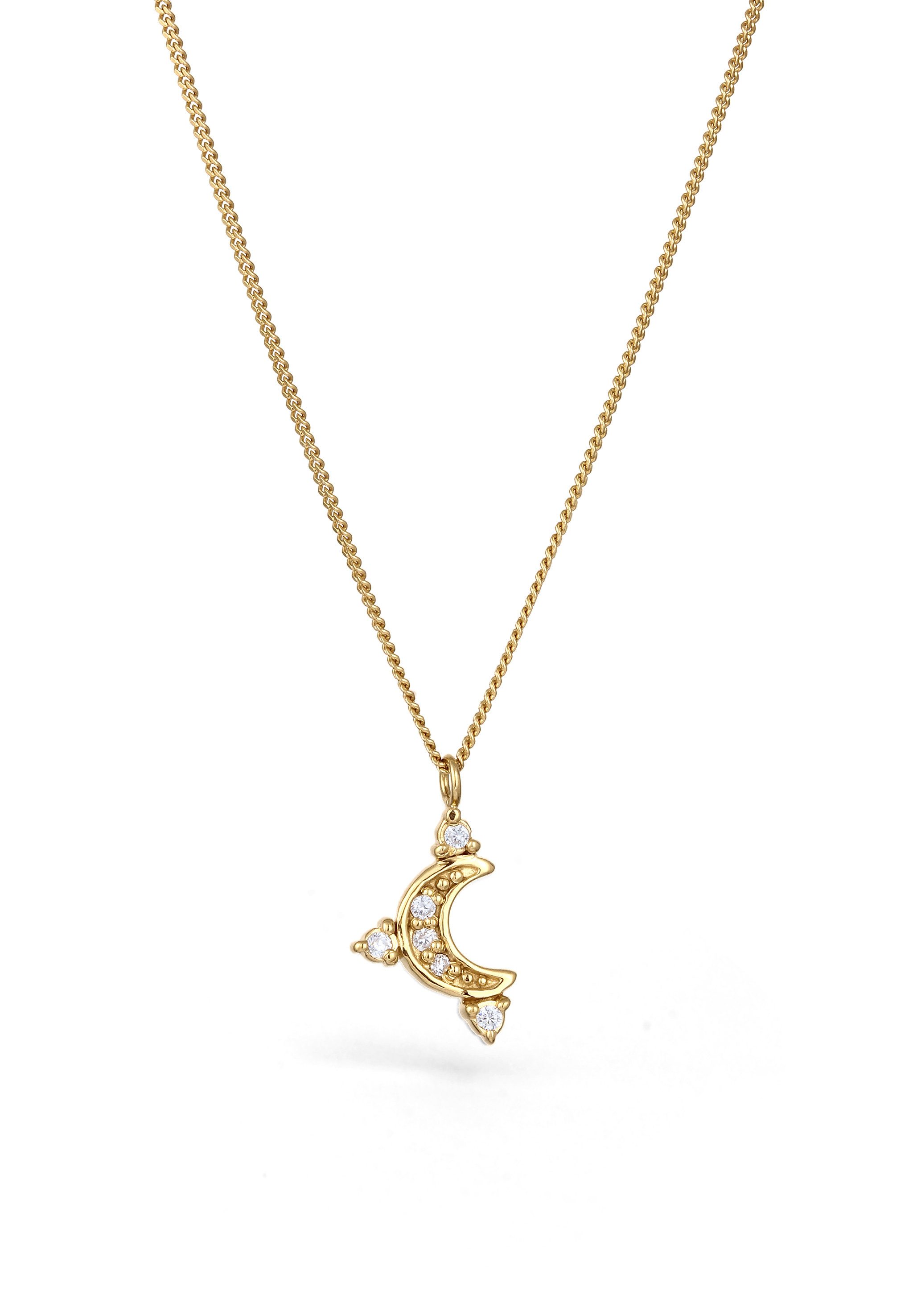 Kette mit Anhänger Mond Zirkonia Weiß 925 Sterling Silber