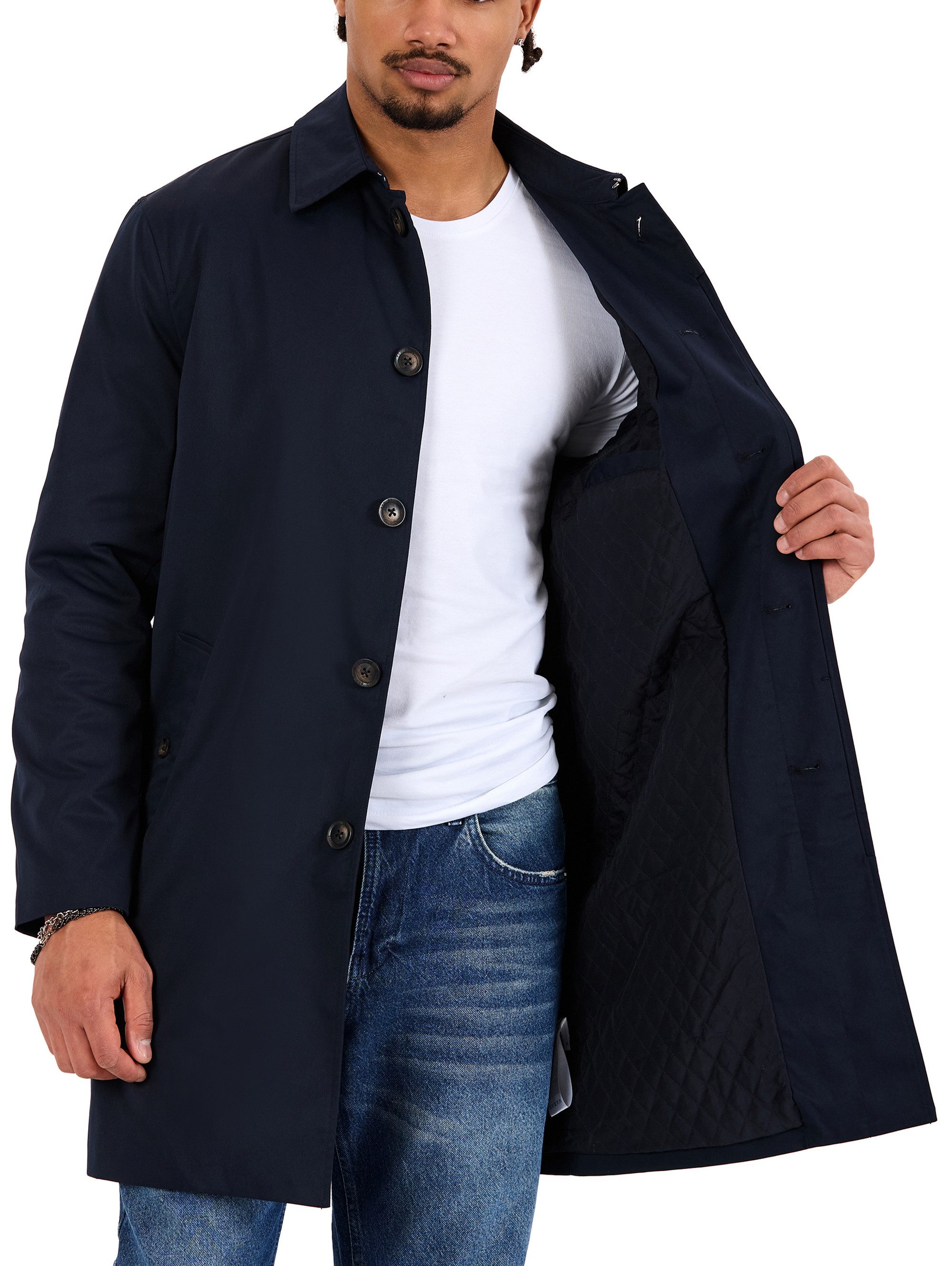 RedBridge Kurzmantel mit Hemdkragen und Knopfleiste Casual Look Gerade Passform, seitliche Eingrifftaschen, minimalistisches Design