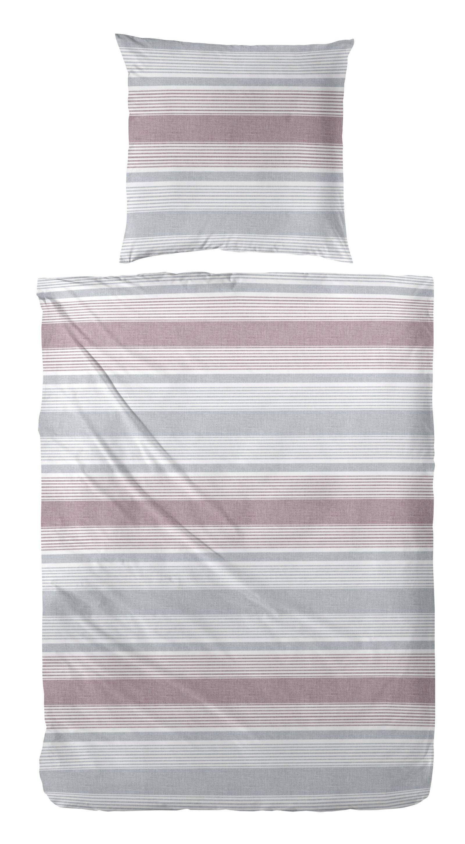 WESTMINSTER Bettwäsche Westminster Feinbiber Bettwäsche 135x200 Streifen silber lila 172154-8, Feinbiber, 2 teilig