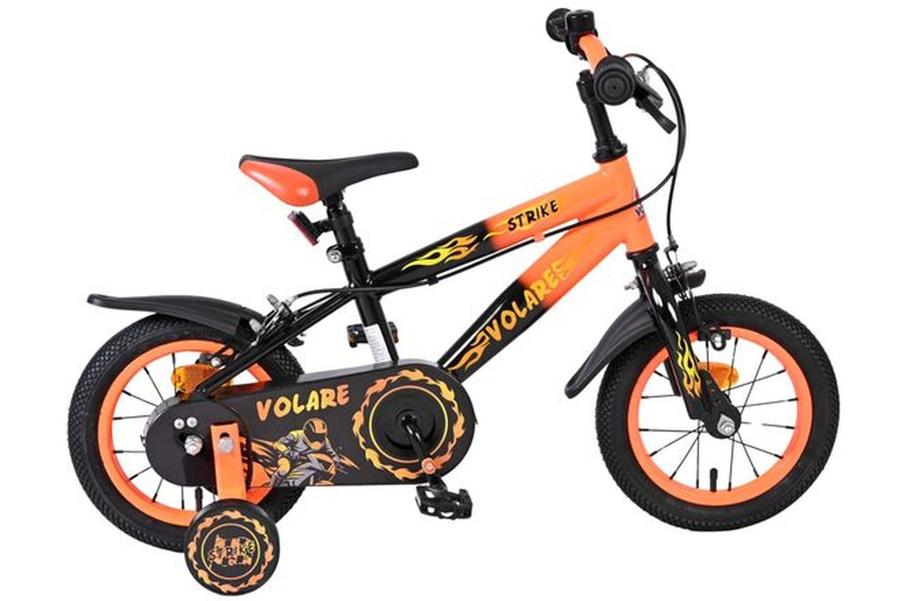Kinderfahrrad Strike Jungen 12 Zoll Schwarz-Orange mit zwei Handbremsen