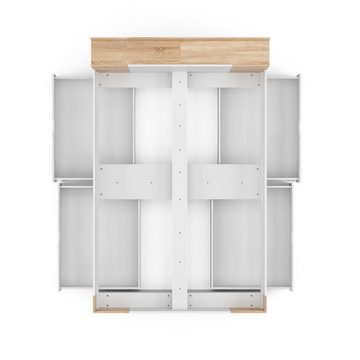 VitaliSpa® Funktionsbett Schubladenbett Doppelbett PULSAR Sonoma Weiß Schublade