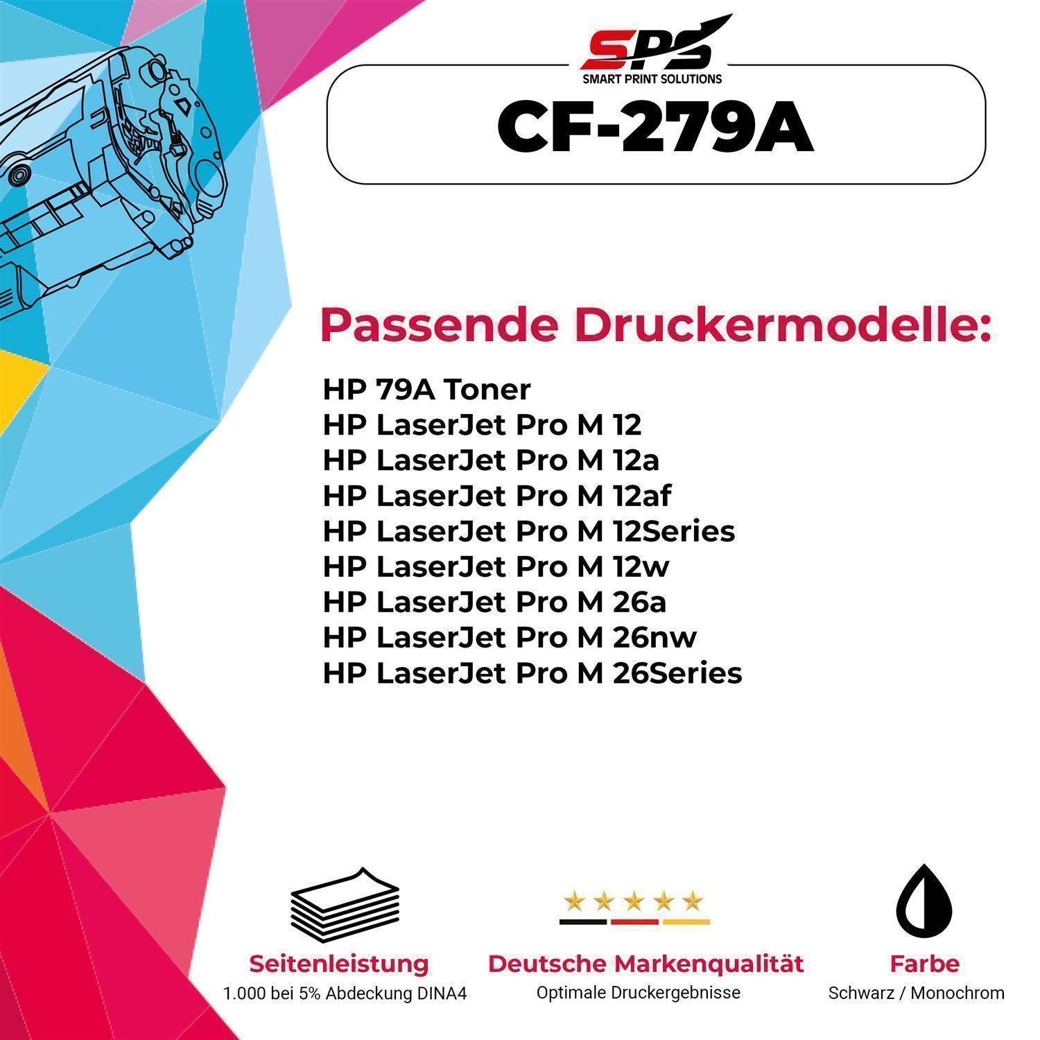 SPS Tonerkartusche Kompatibel für HP Laserjet Pro MFP M 26W / CF279A / 79A Toner Schwarz, (1er Set, 1-St., Einzelpatrone), Satte Schwarztöne, geprüfte Qualität, sofort einsatzbereit
