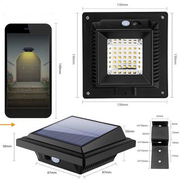 KEENZO LED Dachrinnenleuchte 4Stk.Solarlampen für Außen, 25 LEDs mit PIR-Sensor, Warmweiß
