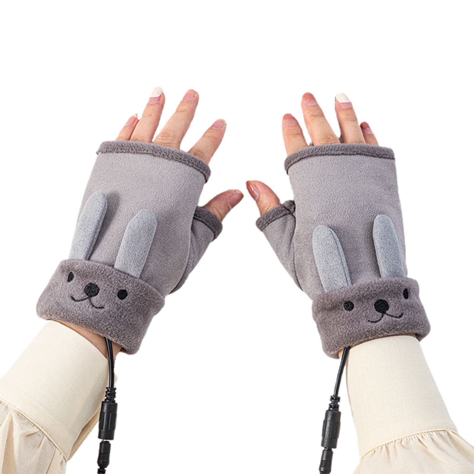 Verdicken Handschuhe Heizung Blusmart Fingerlose Beheizte Fleecehandschuhe Plüsch Winter braun